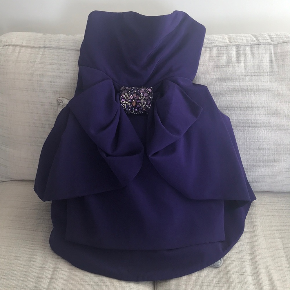 Marchesa Royal Purple Cocktail Dress 10 Runs Small - Picture 7 of 8